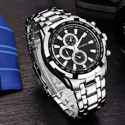 Curren Mens Stainless Steel Waterproof Military Analog Quartz Wrist Watches 8023 • £8.44