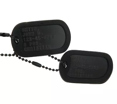 Custom Embossed Black Special Forces Military Army Ranger Navy Seals ID Dog Tags • $10.95