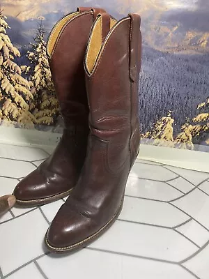 Frye Women's Cowboy Western Boots Leather 7893 USA Brown Size 7.5 B Vintage • $49