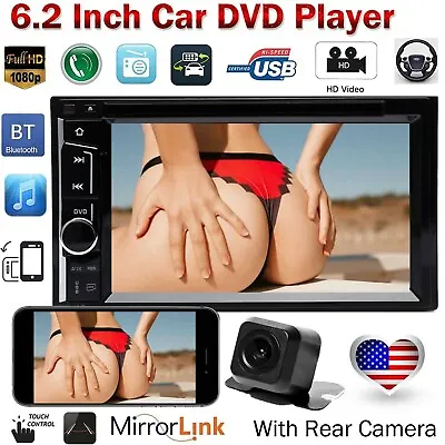 6.2 Car Stereo DVD Player Bluetooth Radio 2din Mirrorlink For Android IOS+Camera • $100.69