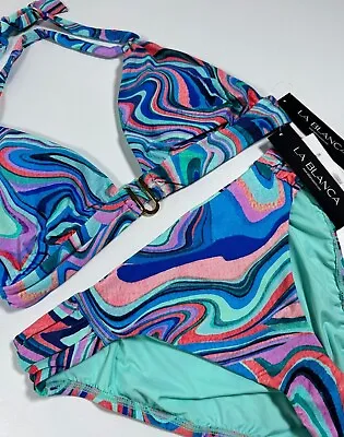 New LA BLANCA Swim Top & Matching Bikini Bottom 8 10 12 14 16 Cove Shirred A1 • $47.49