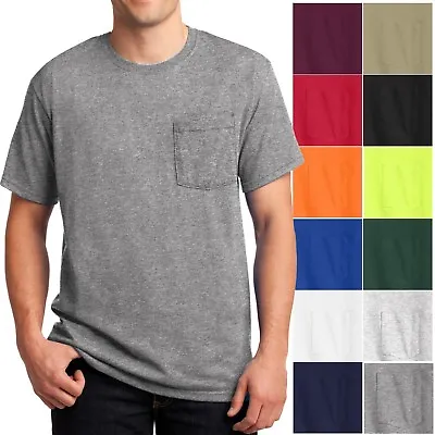 Mens T-Shirt With Pocket Jerzees 50/50 Cotton/Poly Tee Size S M L XL NEW • $12.35