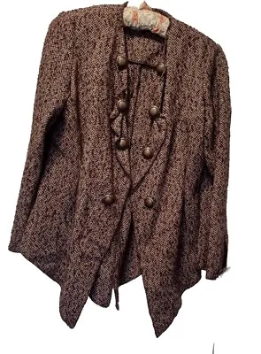 Per Una Upcycled Waterfall Front Tweed Tailcoat  - Suit Steampunk Victorian Goth • £8.99