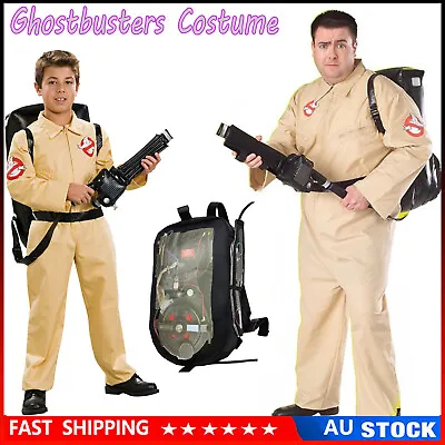 Kids Adult Ghostbusters Cosplay Costume Jumpsuit Outfits Backpack Halloween Suit • $28.99