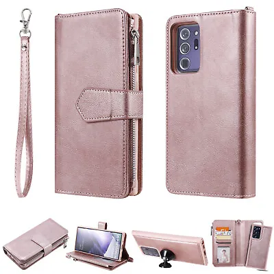 Removable Zipper Leather Wallet Case For Samsung Galaxy S24 S20   Plus  10 9 8 • $26.07