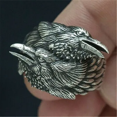 Men Viking Jewelry Ravens Ring Norse Mythology Odin Crow Alloy Ring Size 7-12 • $3.98
