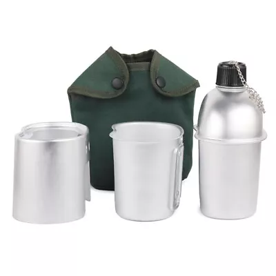 3pcs Cookware Set Military 850ML Canteen 600ML Cup Wood Stove Set W/ Cover Bag • $28.89