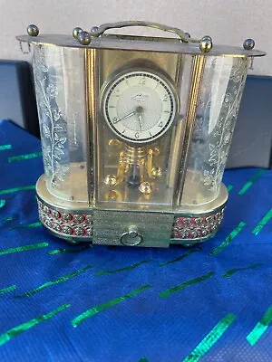 $199.99 • Buy Vintage German 8 Day SCHMID Mantel Clock W/ Music Box Brass & Glass Santa Lucia