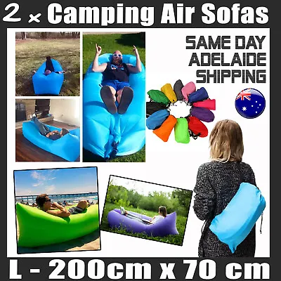 2 X Camping Sofa Chair Air Inflatable Bean Bag Beach Chairs Lay - 200 X 70cm • $25.95