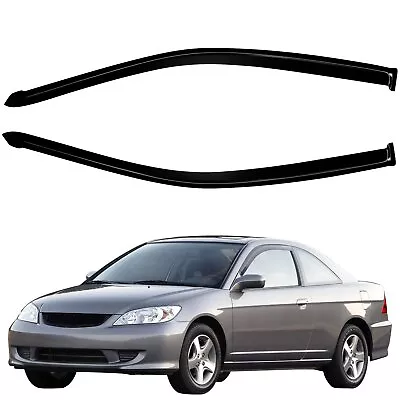 Window Deflectors For 01-05 Honda Civic Coupe Rain Guards Window Visors Black • $26.07