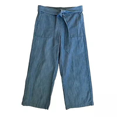 J.Crew Size 6 Chambray Straight Leg Cropped Linen Blend Pants • $18