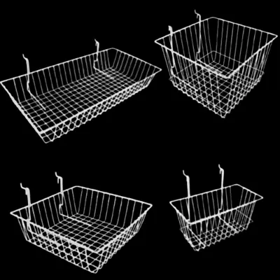 £11.37 • Buy White Grid Mesh/Slatwall Basket Retail Shop Heavy Duty Display Storage Basket