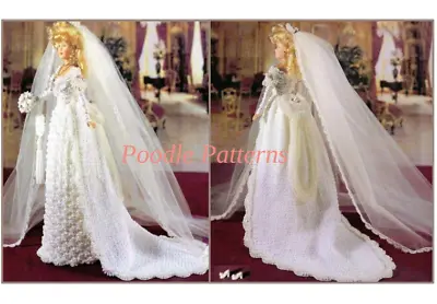 £2.30 • Buy CROCHET PATTERN Barbie Fashion Doll Bridal Gown Wedding Dress Teenage Princess