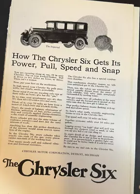 The Chrysler Six Vintage Advertisement -  Original - 7 X 10 - The Imperial • $14