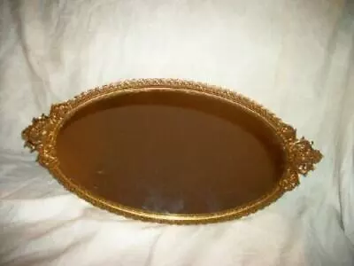 Matson Filigree Ormolu Vanity Mirror Tray Flower Basket Marked Mid Century • $143