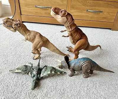 Jurassic World Dinosaur Bundle Toy Job Lot Inc T-Rex Triceratops & Dimorphodon ￼ • £15