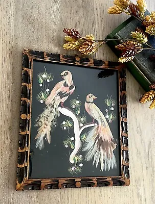 Vintage Mexican Feathercraft Framed Feather Birds Folk Art Collectible Piece- • $19