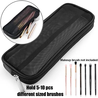 Mesh Makeup Bag Toiletry Storage Cases Makeup Brush Pouch Cosmetic Organizer • £5.69