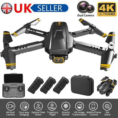 Drone With 4K Camera Dual Lens Foldable Live Video Drone RC Quadcopter Aircraft • £22.90