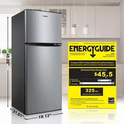 Mini Fridge Refrigerator And Freezer 4.6 Cu Ft Two Door Compact Stainless Steel • $223.26