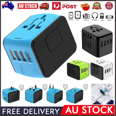 $5.69 • Buy International Universal Travel Adapter 3 USB+Type-C Outlet Converter Plug Power