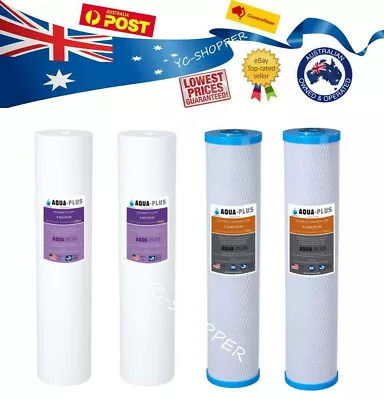 $122.85 • Buy 2 Set 20  X 4.5  Whole House Big Blue Water Filter Cartridge Sediment 0.5 Carbon
