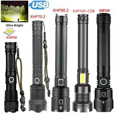 Powerful XHP160 LED Flashlight Super Bright USB Rechargeable Zoom Torch XHP90 • $39.99