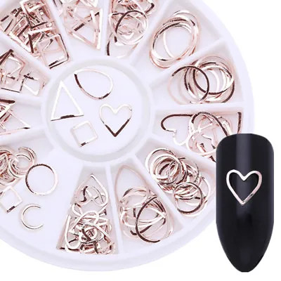 Geometry Round Heart 3D Nail Art Decoration In Wheel Square Rivets  Tips • $1.89