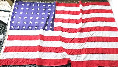 Vintage 48 Star American Flag 34 X58  Cotton Stitched Stripes Old Glory • $49.99