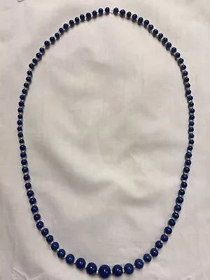 Lapis Lazuli Necklace Vintage Estate Graduated Beads With Crystal 84cms 80 Grams • $60