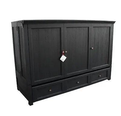 New Traditions Collection BLACK Murphy Cabinet Bed INCLUDES GEL MEMORY FOAM MATT • $3499