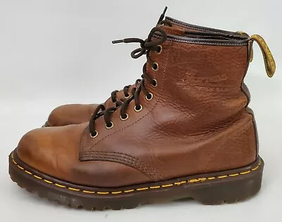 Vintage DR. DOC MARTENS Brown Leather Made In England UNISEX Boots UK 8 US 9 • $68.99