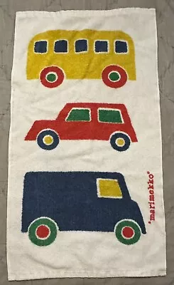 Vintage Marimekko Pikku Bo Boo Small White Bath Towel 15x27 Car Van Bus Vehicles • $24