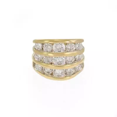 $3899 • Buy Jose Hess Diamond 18k Yellow Gold 3 Rows 2.3ct Channel Set Wide Band Ring
