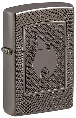 New Zippo Lighter Deep Carved Highly Polished Armor®Black Ice Flame Design/Boxed • £57.40
