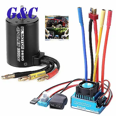 Waterproof 3900KV Brushless Motor 45A 60A 80A 120A ESC For 1/10 RC Car Truck • $14.24