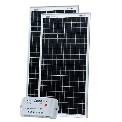 80W (40W+40W) Solar Panel Kit With Controller & Cable For Camper / Boat 12V/24V • £139.99