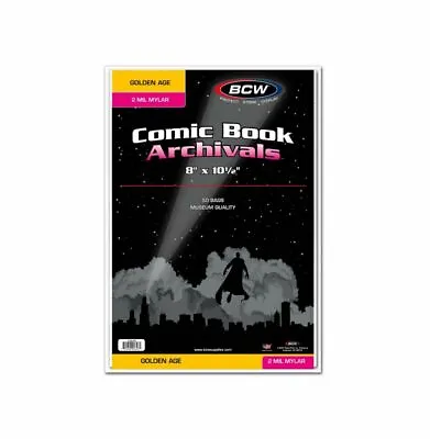 Pack Of 50 BCW Golden 2Mil Mylar Comic Bags (1-GOL-M2) • $29.86