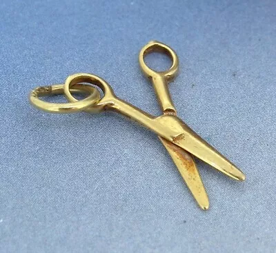 Solid 14k Yellow Gold Cute Mechanical Scissors Charm • $49.99