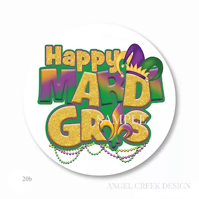 Happy Mardi Gras Scrapbook Stickers Favors Labels Envelope Seals • $2.25