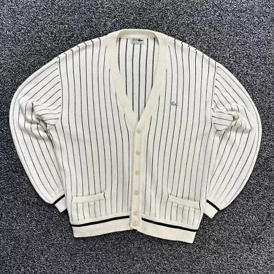 Vintage Chemise Lacoste Striped 1990’s Cream Size 1 / Large Knitted Cardigan • £60