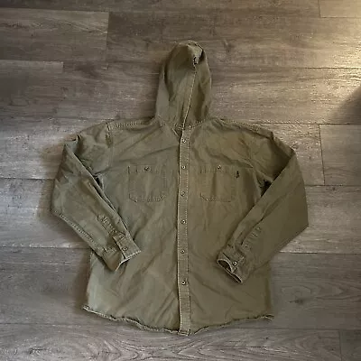 Molokai Olive Green Button Down Hooded Utility Jacket Size Medium • $15.99