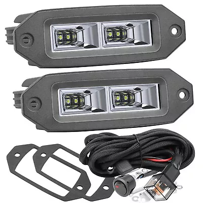 2x 7  80W Flush Mount LED Light Bar Flood Driving Reverse OffRoad ATV+Wiring Kit • $43.99