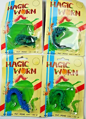 Rare Vintage MAGIC WORM Caterpillar C1970s Toy Lot Of 4 Green Blue Squiggly Fall • $19.90