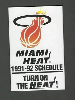 1991-92 Miami Heat Pocket Schedule Sponsored By Blockbuster Video • $3