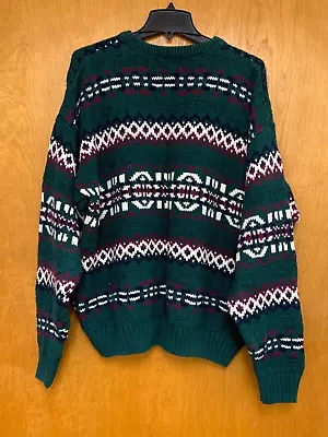 Vintage Eddie Bauer Crewneck Sweater Mens XL Green Knit Pullover Made In USA • $30