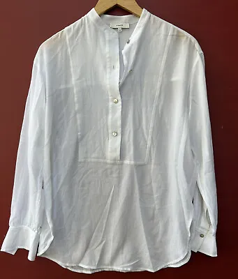 Vince Top XS White Gauze Tunic Long Sleeve Shirt • $35.99