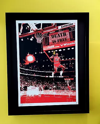 Death NYC Large Framed 16x20in Pop Art Graffiti Certified Michael Jordan COA #5 • $250