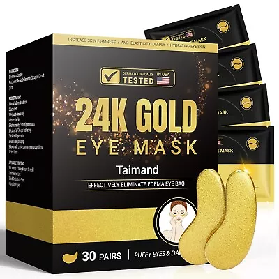 Under Eye Patches 30 Pairs 24K Gold Under Eye Mask For Puffy Eyes Dark Circles • $14.89