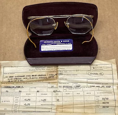 Vintage 1951 US Army Issued Eyeglasses Frames 12K. GF • $45